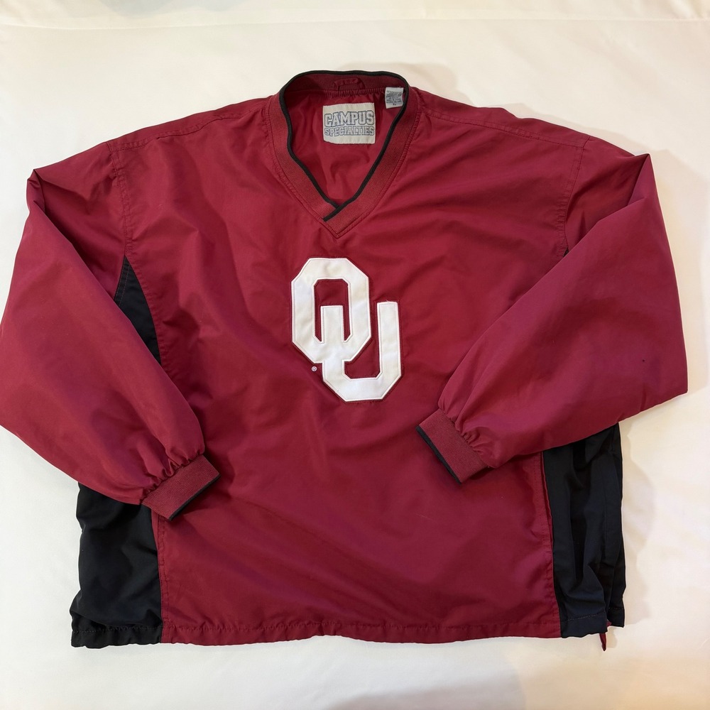 Oklahoma Sooners V-Neck Windshirt XL Vintage OU Pullover Campus Specialties